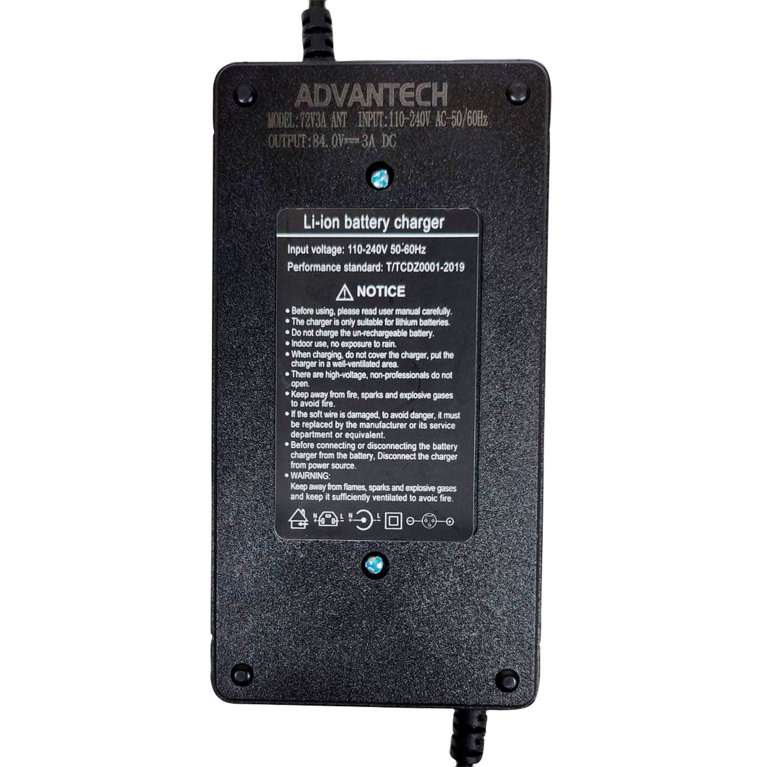 Cargador Para Moto Eléctrica de 72V, Salida: 84.0V 3A, Modelo: 72V3A, Conector IEC - Imagen 2